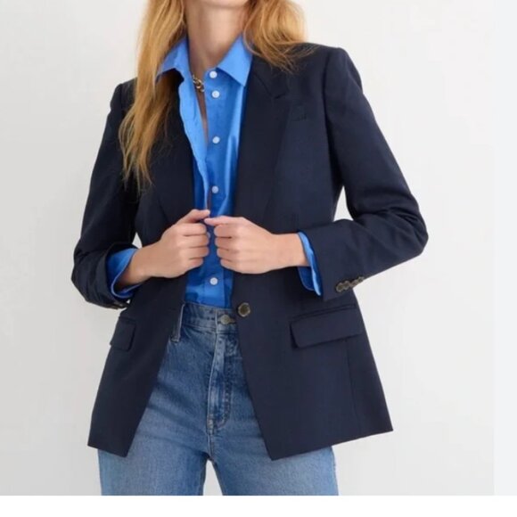 J.Crew Midnight Navy Blue Regent blazer Jacket 4 petite - Picture 1 of 7